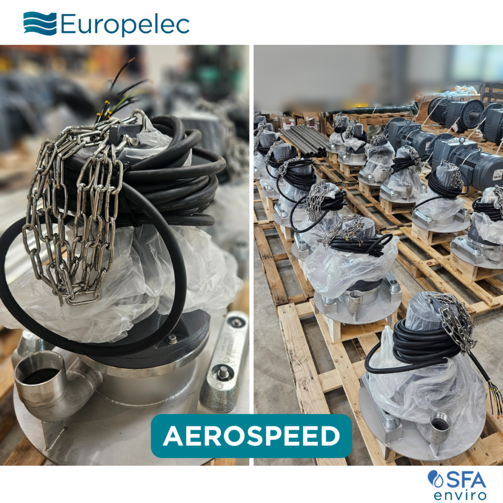 16 Europelec submersible degreasing aerators on the way for a WWTP (500,000 p.e.) located in the South East of France