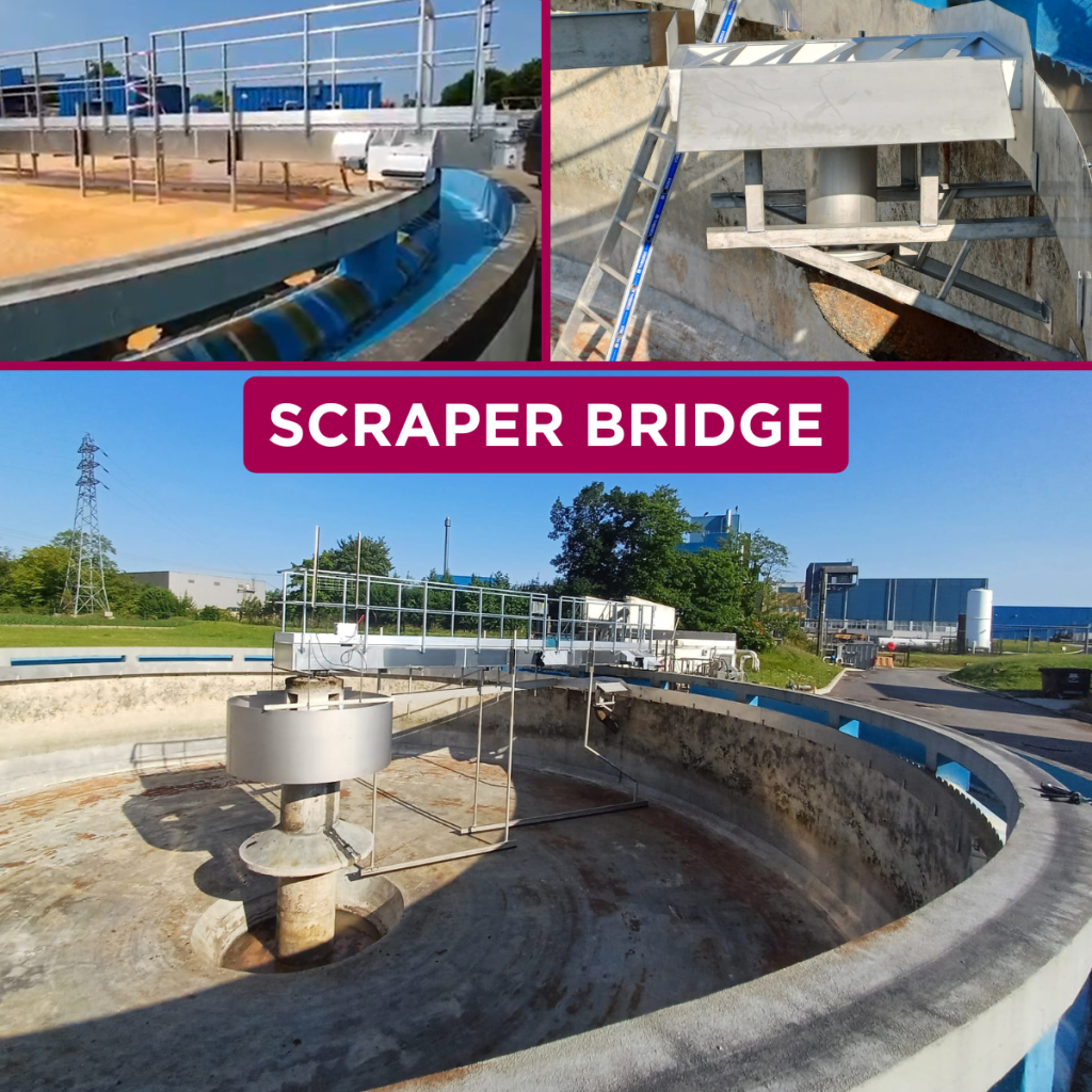 Installation of an Europelec scraper bridge at the Nestlé site wastewater treatment plant in Boué